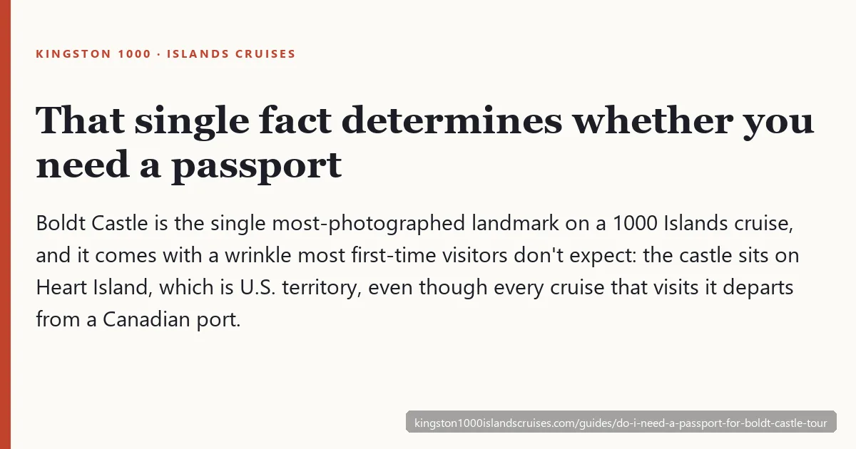 Boldt Castle sits on U.S. territory at Heart Island — that single fact determines whether your 1000 Islands cruise requires a passport